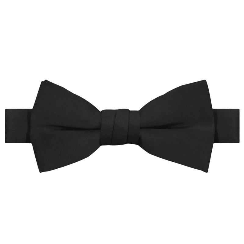 Jacob Alexander Boy's Kids Pretied Banded Adjustable Solid Color Bowtie - Black - Image 1